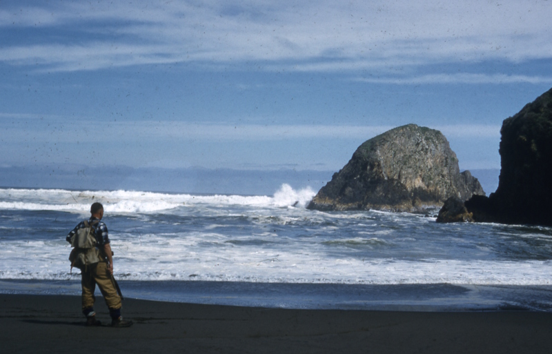 Eric Godley at the coast near Chepu, 1958