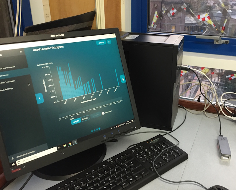Daffodil DNA data being captured and analysed in school.