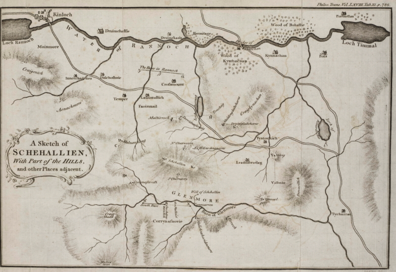 A sketch of Schiehallion and the surrounding landmarks, by Charles Hutton
