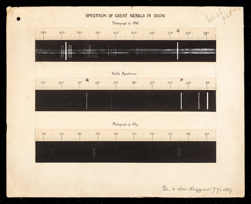 ‘On the spectrum ... of the great nebula in Orion’ by William and Margaret Huggins, 1889